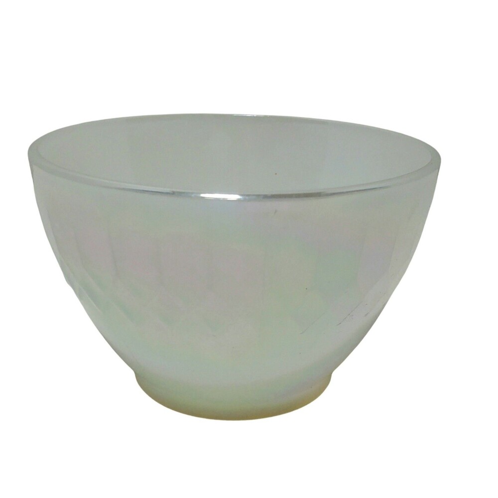 Federal Glass Moonglow Diamond Point Iridescent Coffee Tea Mug White Glow Vtg